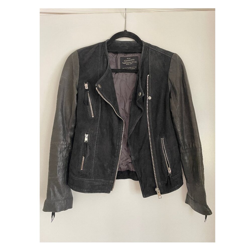 All Saints Biker Jacket, Black Leather, Womens 0